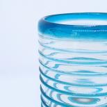 Juego de 6 vasos grandes con espiral azul aqua, 14 oz, Vidrio Reciclado, Libre de Plomo y Toxinas